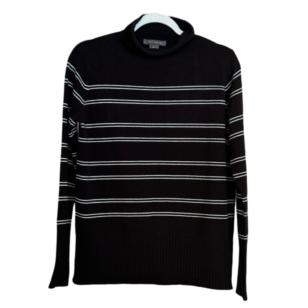 French Connection Mock Turtleneck Black/White Stripe Excellent Condition Sz XL